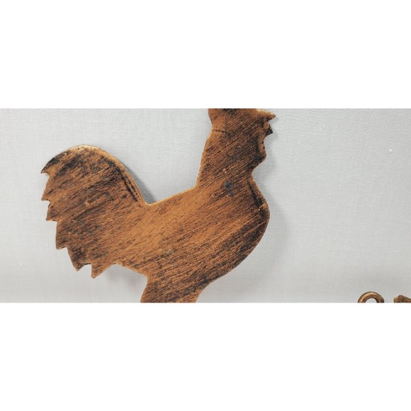 Rooster Metal Arrow Key Hanger 4 Hooks Wall Decor Brass Color Farmhouse Rustic - Picture 9 of 11